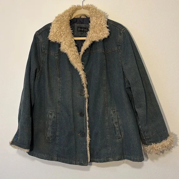 Vintage Braetan Denim Jacket with Faux Fur Trim - Picture 1 of 8